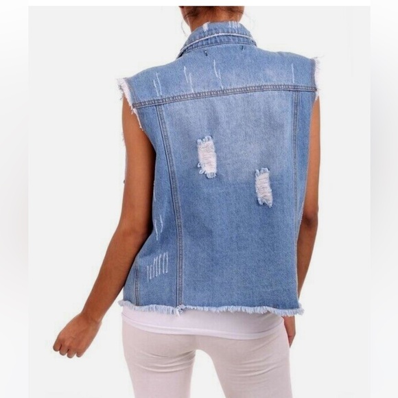GY Distressed Denim Vest - Picture 4 of 15
